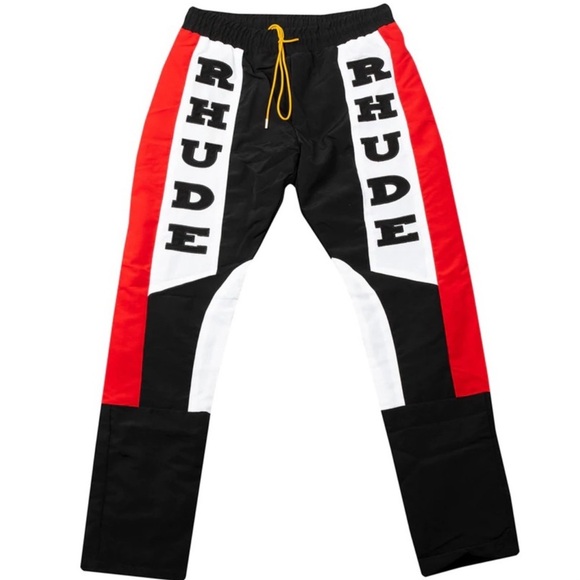 Rhude Other - RHUDE Racing Logo Designer Joggers Pants Black/Red Nylon Size M  NEW